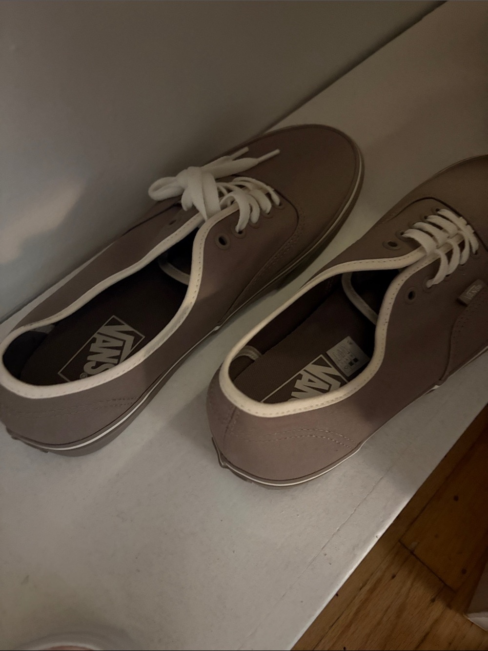 Vans Men’s Low-Top Canvas Sneakers in Taupe and White